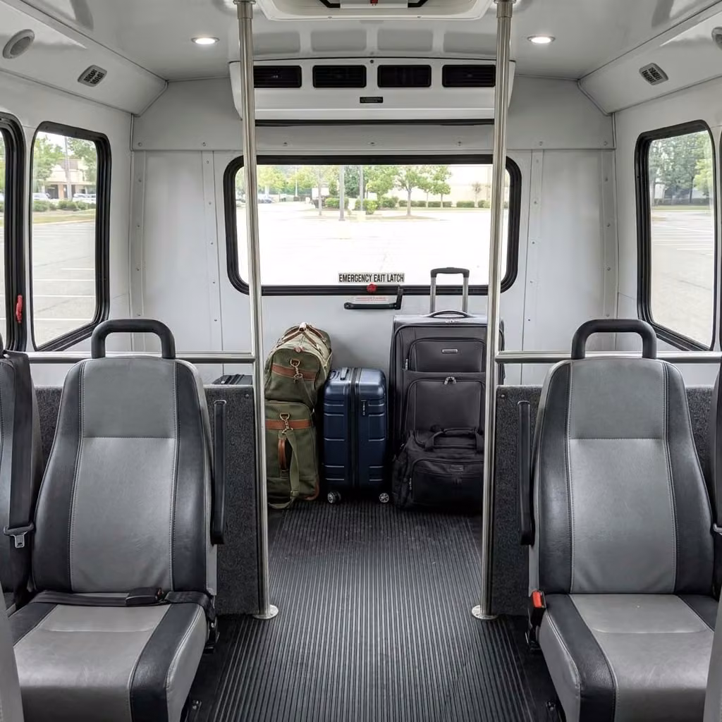 santa paula 28 passenger minibus luggage area