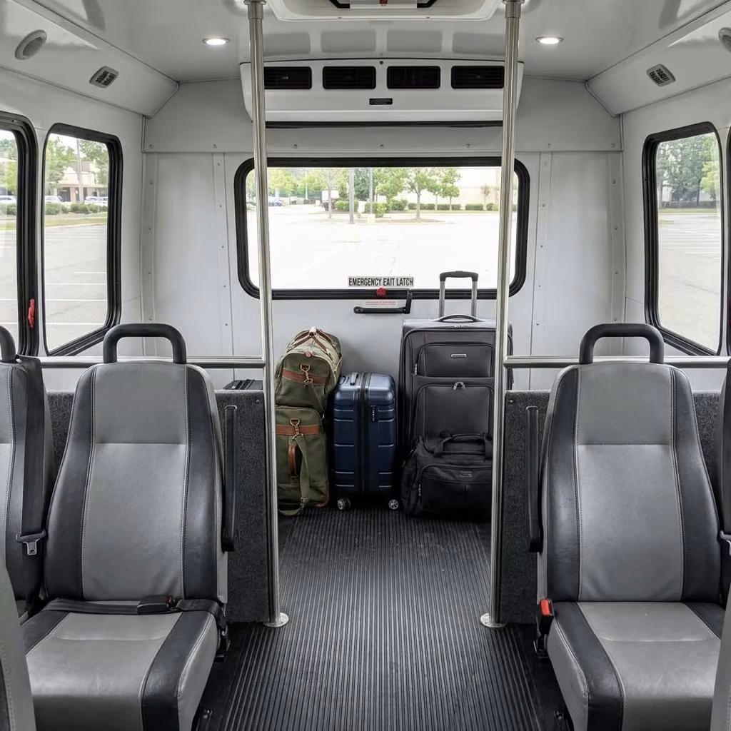 santa paula 35 passenger minibus luggage area