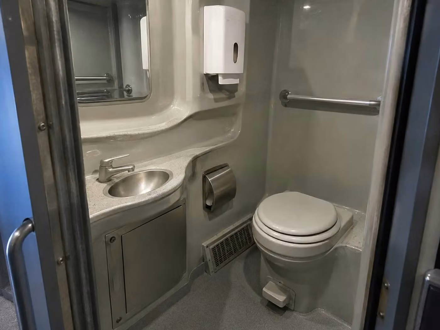 santa paula 56 passenger charter bus onboard restroom