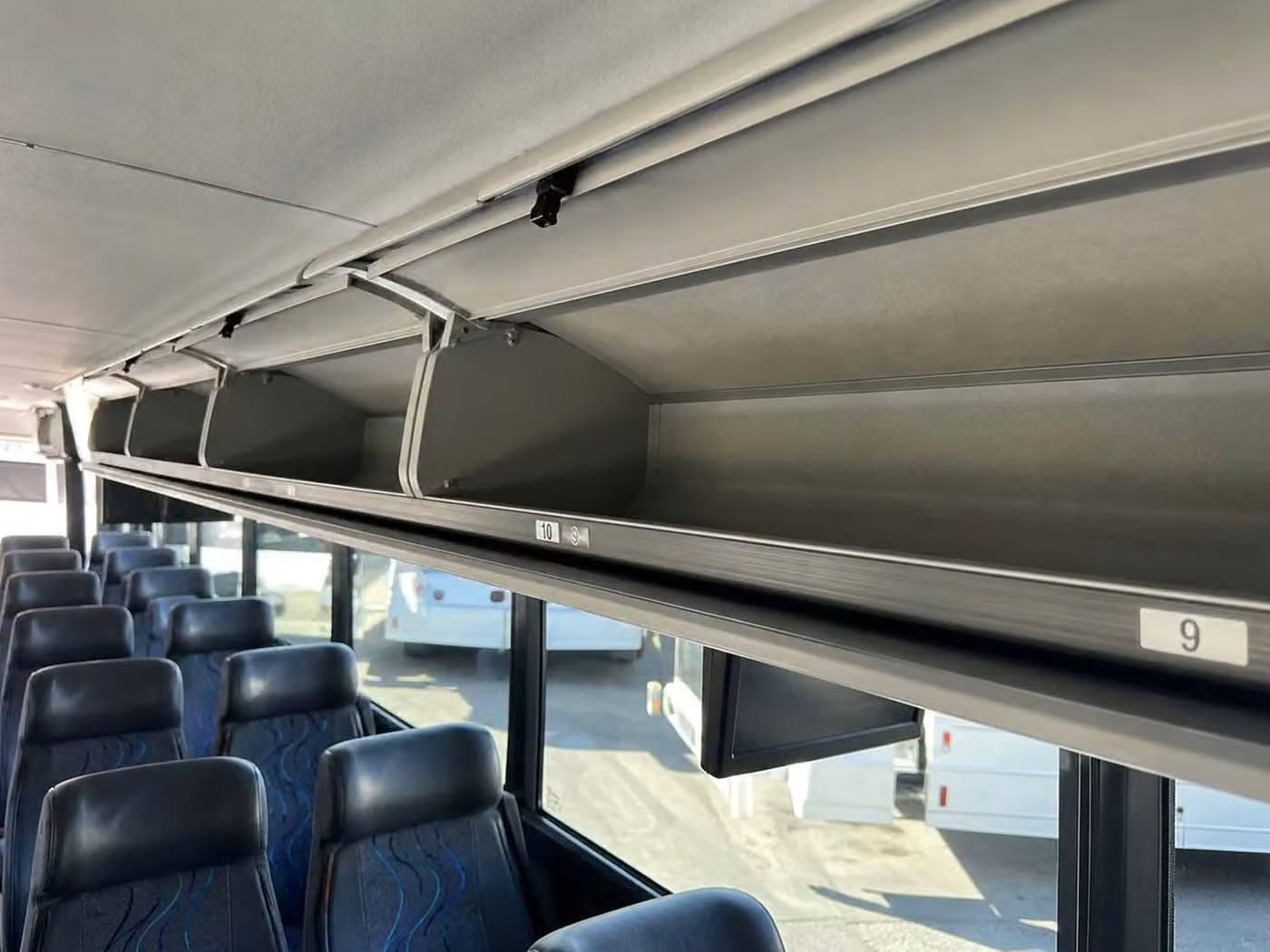santa paula 56 passenger charter bus overhead storage