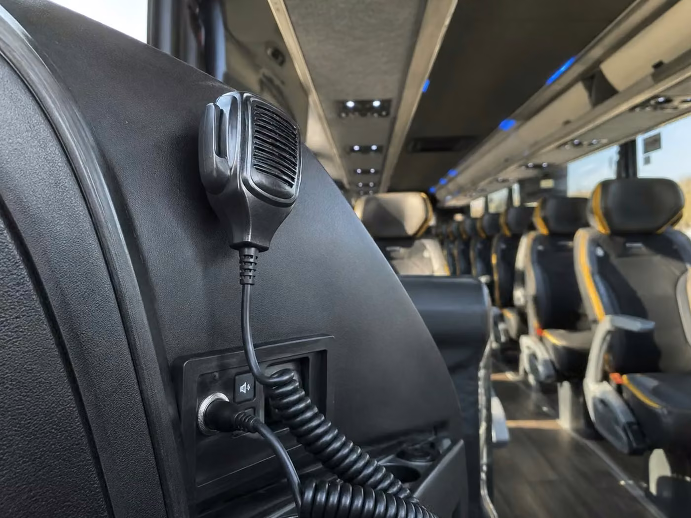 santa paula 56 passenger charter bus pa system