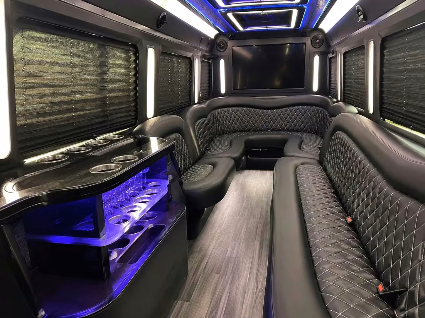 santa paula party bus bar area