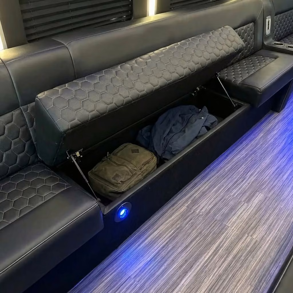 santa paula party bus under seat storage