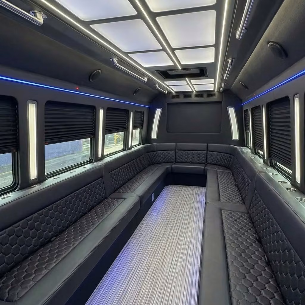 santa paula party bus wraparound seating