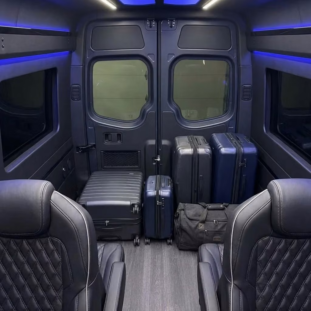 santa paula sprinter van rental with driver luggage area